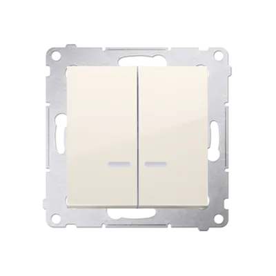 Comutator cu led pentru versiunea IP44 (modul) 16A, 250V~, borne cu surub; crem *Echipat cu garnitura de etansare sub clapeta