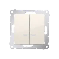 Comutator cu led pentru versiunea IP44 (modul) 16A, 250V~, borne cu surub; crem *Echipat cu garnitura de etansare sub clapeta