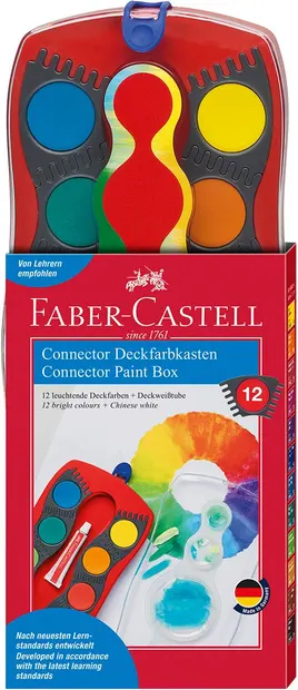 Acuarela Faber-Castell Connector - 12 culori, paleta rosie