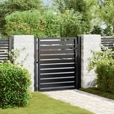 vidaXL Poarta de gradina incuiabil neagra 100x100 cm aluminiu