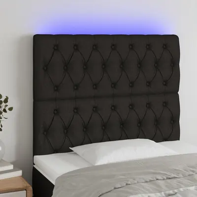 vidaXL Tăblie de pat cu LED, negru, 100x7x118/128 cm, textil