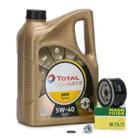 Pachet Revizie Ulei Motor Total Quartz 9000 Energy 5W-40 5L + Filtru Ulei Mann Filter W75 3 + Buson Golire Baie Ulei Fa1 518.471.001 + Garnitura Buson