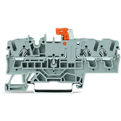 3-conductor disconnect/test terminal block; with test option; orange disconnect link; for DIN-rail 35 x 15 and 35 x 7.5; 2.5 mm²; Push-in CAGE CLAMP®; 2,50 mm²; blue