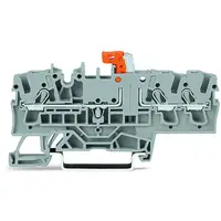 3-conductor disconnect/test terminal block; with test option; orange disconnect link; for DIN-rail 35 x 15 and 35 x 7.5; 2.5 mm²; Push-in CAGE CLAMP®; 2,50 mm²; blue