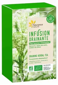 Ceai bio din plante pentru drenaj, cu troscot, rozmarin și tei, 20 pliculețe filtrante, Fleurance Nature