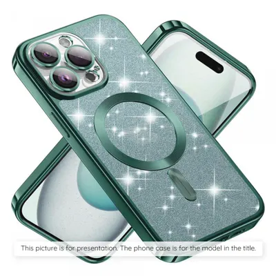 Husa MagSafe pentru Apple iPhone 17 Air, Techsuit, Luxury Glitter, Verde Deschis