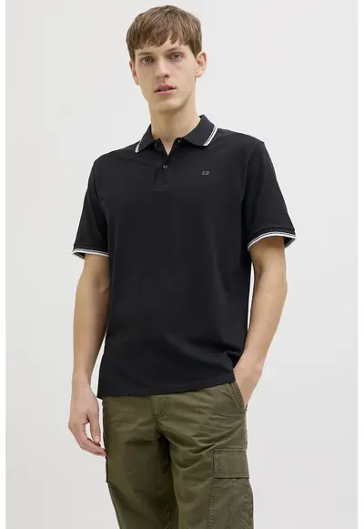 Tricou polo regular fit - Alb/Negru
