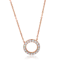 Lant cu pandantiv rotund din aur roz cu diamante de 0.38ct