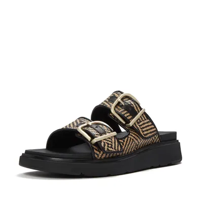 FITFLOP FitFlop Gen-FF Buckle Graphic-Weave Two-Bar Slides ZWART 39