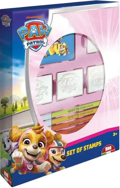 Set de ștampile Multiprint Paw Patrol - 4 bucăți, cu markere, mov