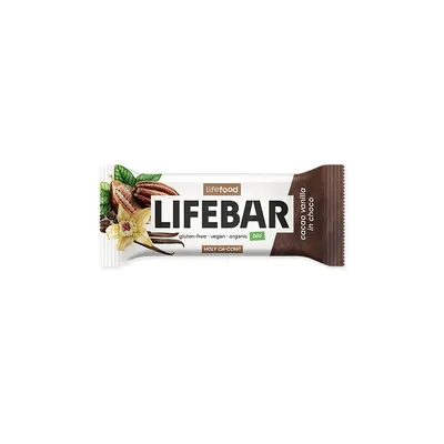 Baton cu cacao si vanilie invelit in ciocolata bio 40g Lifebar