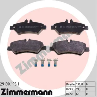 Set placute frana, frana disc ZIMMERMANN 29190.195.1
