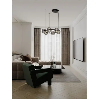 Lampa suspendata LAS Triac Dimabil Nisipiu Negru & Auriu Metal Fumuriu Gri Sticla LED 60 Wat 220-240 Volt 6087Lm 3000K IP20