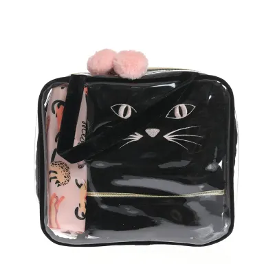 Set 4 genti cosmetice cu design pisica