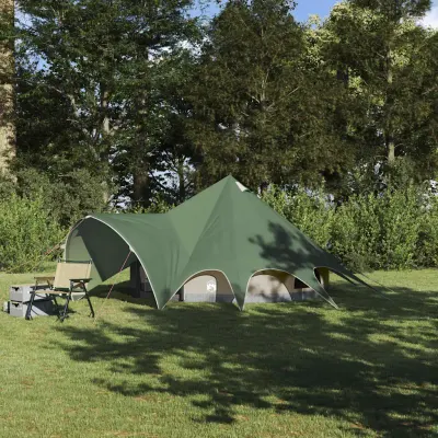 vidaXL Cort Teepee pentru 3 Persoane 3 persoană Verde și gri