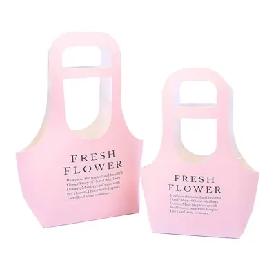 Sacoșe din hârtie Fresh Flower - roz (set 10 buc) - Mici - 17x7,5x32,5cm