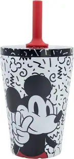 Pahar termic cu pai Stor Mickey Mouse - Vibes, 360 ml