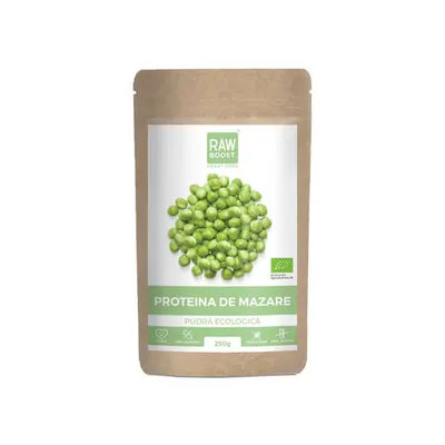 Proteină de Mazăre Pudră ECO - Creștere Masă Musculară, Pierdere în Greutate, 250g | Rawboost