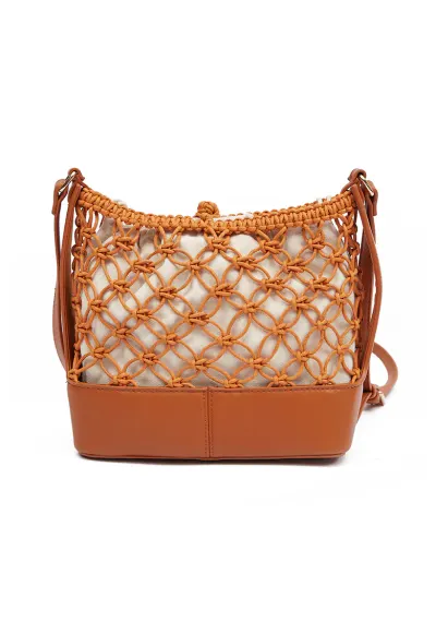 Geanta crossbody cu bareta ajustabila - Caramel - 20x25x10