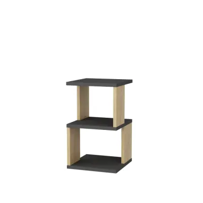 Noptiera CARTER, antracit + stejar, 29,6x29,6x49,4 cm