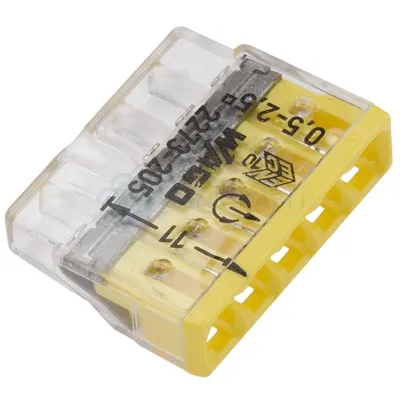 Set 10 conectori cu fixare prin impingere 5 conductoare 2,5mm2 24A Wago 2273-205