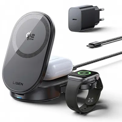 Incarcator Retea Wireless Lisen W121 3in1, 25W, Negru YL0325080017