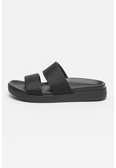 Papuci din panza cu model logo - Negru