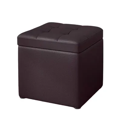 Taburet cu spațiu de depozitare, 30x30x35cm, Maro – Design modern din MDF, PU și burete