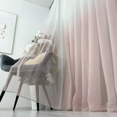 Perdea in Degrade din Fibra tip Bambus, Alb cu Roz, 140cm latime x 260cm inaltime, cu rejansa pt bara