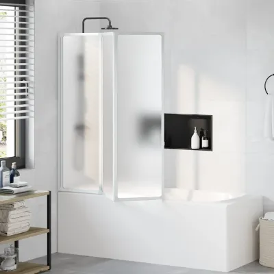 vidaXL Paravan cadă duș, 141x132 cm, 3 panouri, pliabil