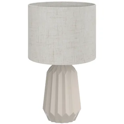 HOMCOM Lampă de masă, veioză, lampă de noptieră cu abajur din in, comutator basculant, lampă de birou, 22 x 22 x 39 cm, Bej | Aosom Romania