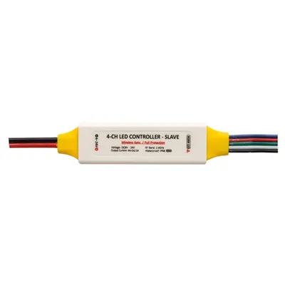 Controller Profesional Rf Slave pentru Benzi Led Rgbw, 6-24v Dc, 3x2.5+4a, Ip63