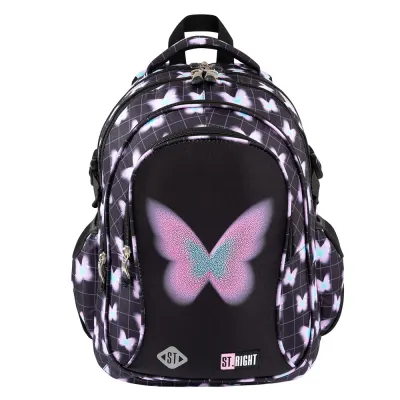 Ghiozdan cu 4 compartimente, St Majewski, St. Right Pastel Butterfly, 43 cm