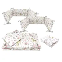 Lenjerie patut cu 5 piese, MimiNu, Cu cearceaf 120x60 cm, Pilota, Pernuta, 2 aparatori, Din bumbac certificat Oeko Tex Standard 100, Sweet Deer Pink