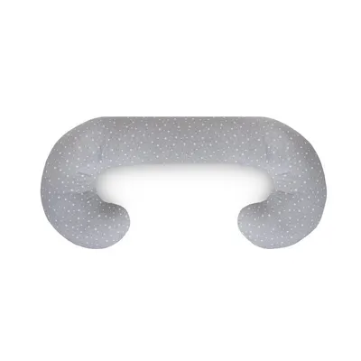 Perna multifunctionala, Ceba Baby, Pentru dureri de spate, somn confortabil si alaptat, Cu bile de silicon si microperle, Husa detasabila din bumbac, 300x30 cm, Oeko-Tex Standard 100, Grey Stars
