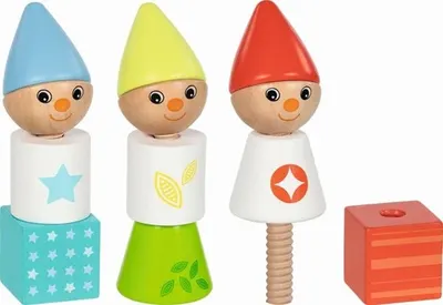 Set figurine din lemn Goki - Pitici pe un șurub