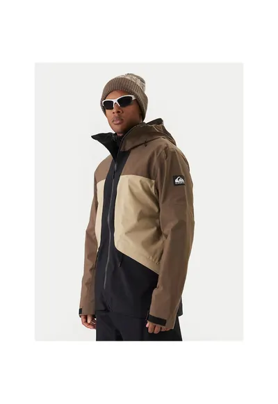 Geaca de snowboard barbati - fermoar - maro - poliester reciclat - Maro