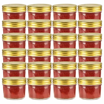 vidaXL Borcane din sticlă pentru gem cu capac auriu 24 buc. 110 ml