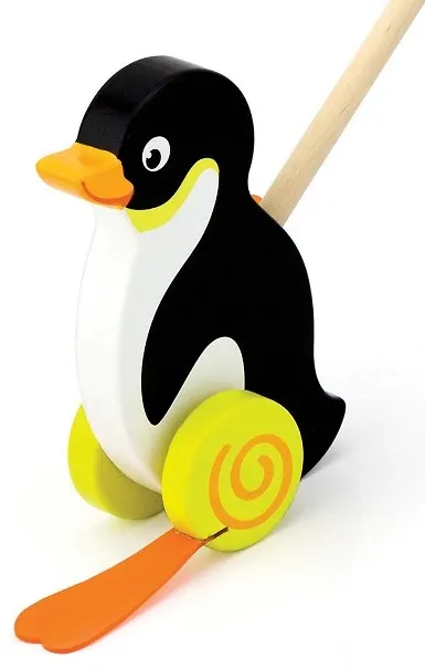 Jucarie din lemn de impins Viga - Pinguin