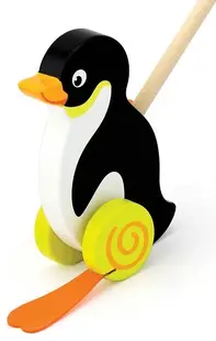 Jucarie din lemn de impins Viga - Pinguin