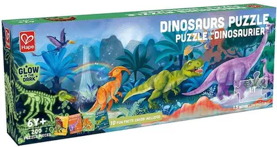 Hape Puzzle panoramic din lemn de 200 de piese - Dinozauri