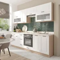 Set Bucatarie SMART A Plus, L 270, 8 corpuri, fara blat termorezistent, corp sonoma, fronturi alb mat
