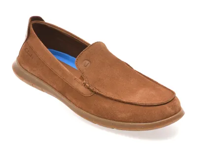 Mocasini CLARKS maro, FLEXWAY STEP, din piele intoarsa