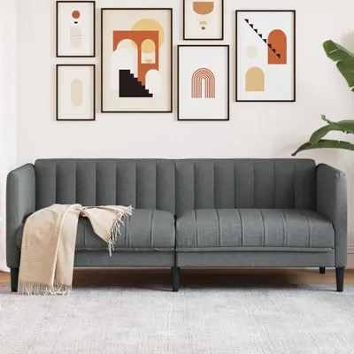vidaXL Canapea, 2 locuri, gri închis, material textil