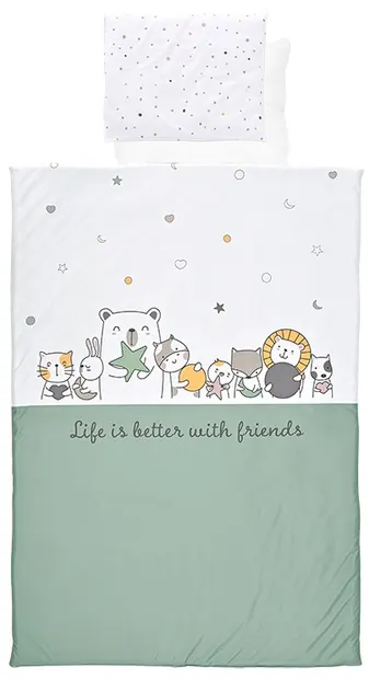 Set de lenjerie pentru bebeluși, 4 piese Lorelli - Happy Friends, Mint