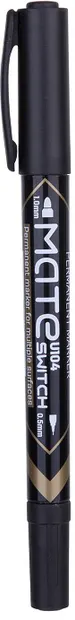 Marker permanent Deli Switch Mate - EU10420, varf dublu, negru