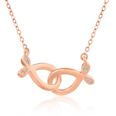 Lant cu pandantiv din aur roz cu diamante de 0.016ct