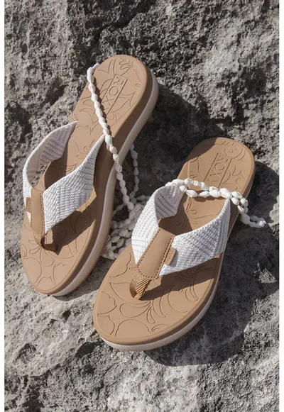 Papuci flip-flop cu dungi Colbee - Alb