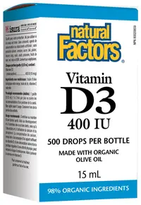 VItamin D3, 400 IU, 15 ml, Natural Factors