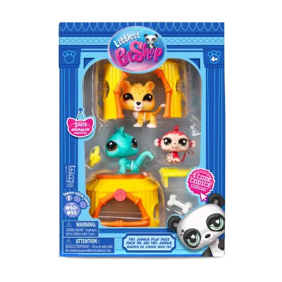 Set de joaca cu 3 figurine, Littlest Pet Shop, Tiki Jungle